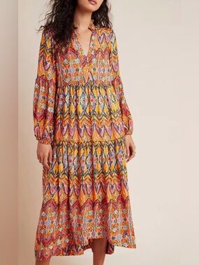 Anthropologie Maeve Tamarind Tiered Maxi Dress